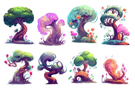 وکتور درخت های فانتزی