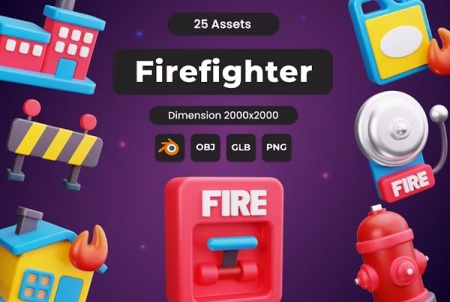 آیکون های سه بعدی آتش نشانی