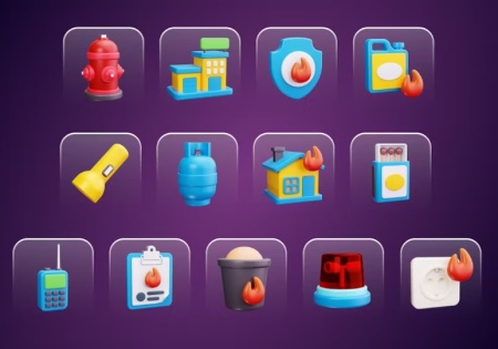 25 آیکون سه بعدی آتش نشانی