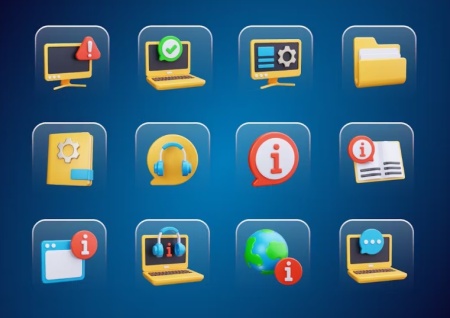 25 آیکون سه بعدی راهنما و ارسال تیکت