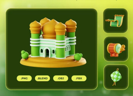 مجموعه آیکون های سه بعدی اسلامی