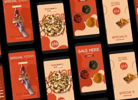 پروژه افتر افکت ریل اینستاگرام منوی رستوران Pizza Menu Reels