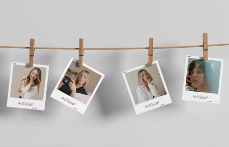 دانلود موکاپ لایه باز نمایش عکس توسط گیره چوبی فانتزی