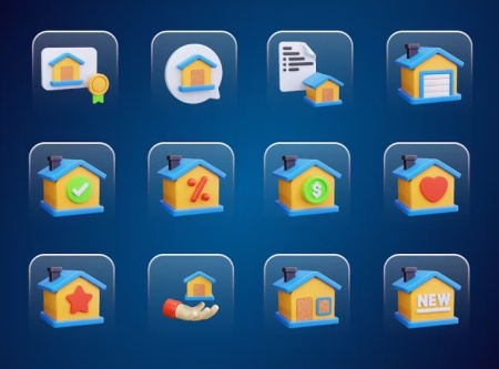 دانلود آیکون های سه بعدی املاک