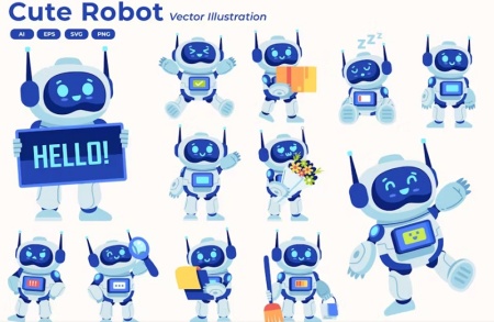 وکتور ربات های بامزه