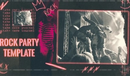 پروژه اسلایدشو افتر افکت موسیقی به سبک راک Rock Party