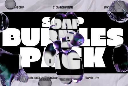 پروژه افتر افکت پک حباب صابون سه بعدی 3D Soap Bubbles Pack