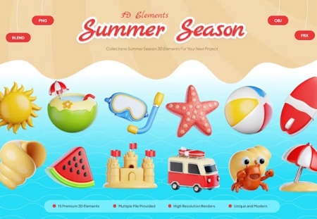 دانلود آیکون سه بعدی تابستان