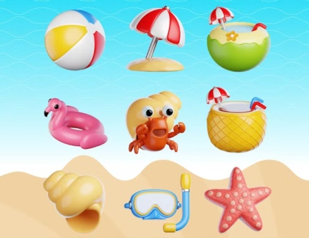 دانلود آیکون سه بعدی تابستانی