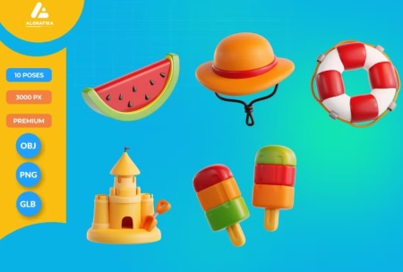 آیکون های سه بعدی تابستان