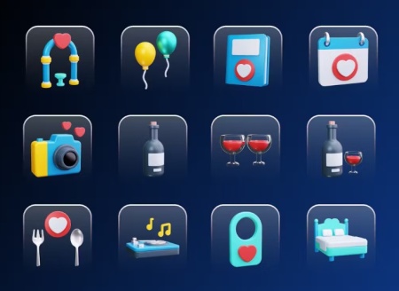 دانلود آیکون های سه بعدی با موضوع عروسی و نامزدی