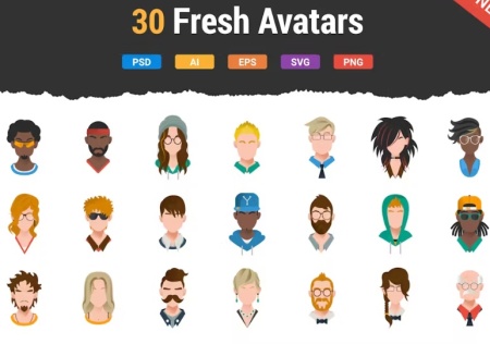 مجموعه آیکون آواتار کاراکترهای کاربر