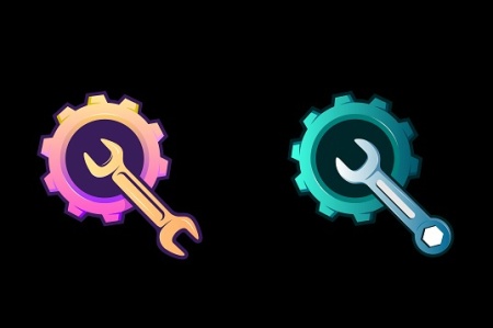 وکتور چرخ دنده و آچار