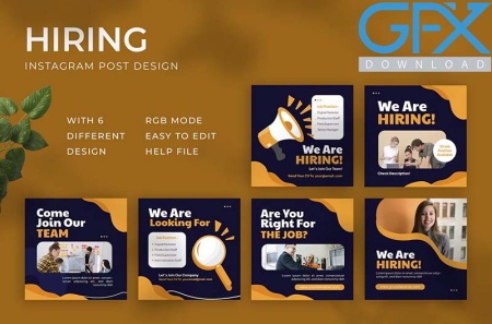 دانلود قالب لایه باز پست استخدام برای اینستاگرام