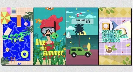 پروژه افتر افکت 4 استوری پیکسلی Summer Pixel Art Stories