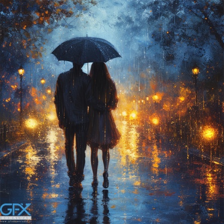 عکس بارانی عاشقانه دونفره