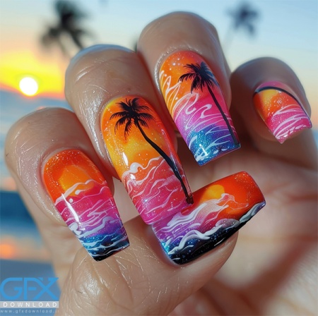 عکس ژلیش ناخن تابستانه