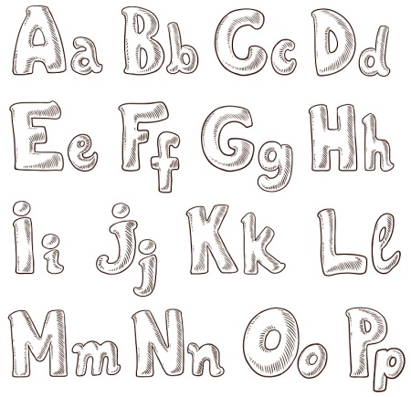 حروف الفبای انگلیسی لایه باز برای طراحی