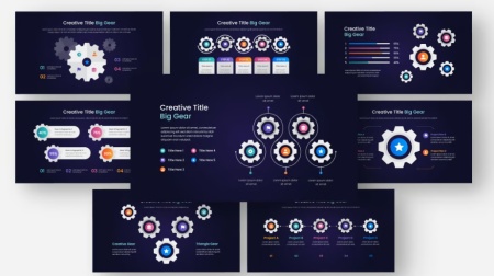 قالب آماده اینفوگرافیک لایه باز چرخ دنده