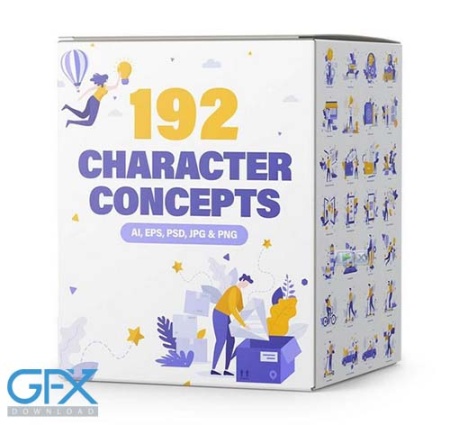 پکیج 192 کاراکتر وکتور با مفاهیم مختلف