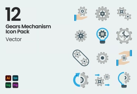 12 وکتور چرخ دنده لایه باز