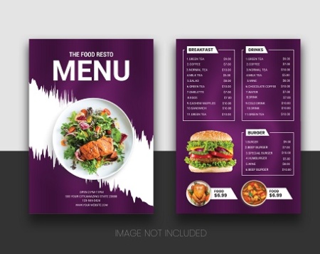 وکتور لایه باز لیست قیمت رستوران