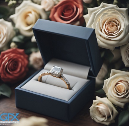 عکس حلقه نامزدی در جعبه