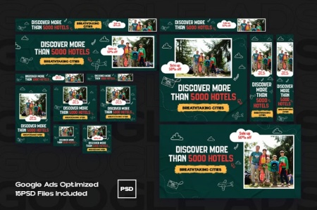 PSD آماده بنرهای تبلیغاتی برای آژانس مسافرتی