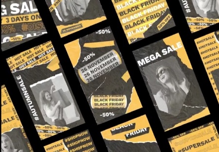 پروژه پریمیر مجموعه 9 استوری بلک فرایدی Black Friday Stories