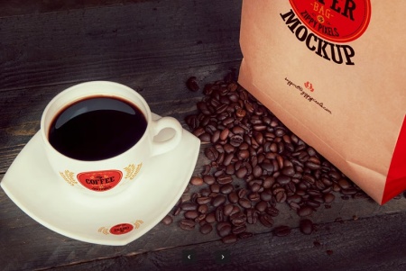 موکاپ برای لوگو کافه