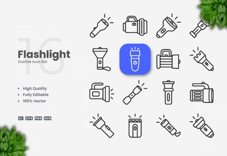 مجموعه آیکون چراغ قوه