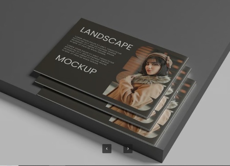 موکاپ لایه باز بروشور تبلیغاتی Landscape Brochure Mockup افقی