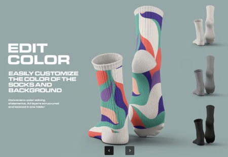 موکاپ لایه باز سه بعدی جوراب ساق متوسط