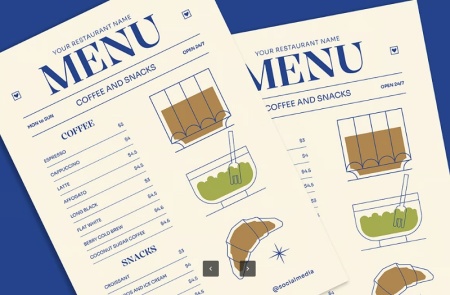 دانلود منو لایه باز مینیمال کافه