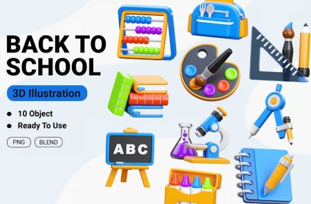 آیکون های سه بعدی مدرسه