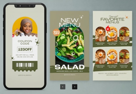 طرح لایه باز استوری اینستاگرام با بک گراند زرد و سبز