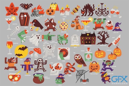 وکتور کاراکترهای کارتونی هالووین