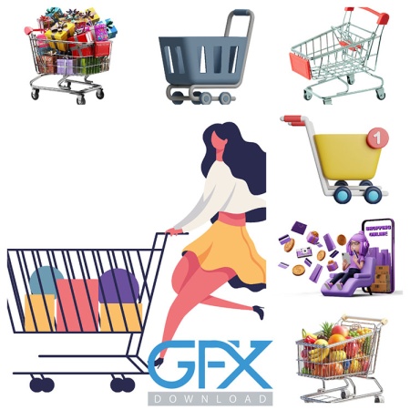 مجموعه عکس و لوگو سبد خرید فروشگاهی png