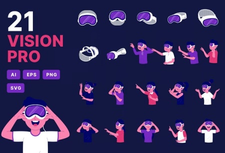 21 کاراکتر لایه باز عینک واقعیت مجازی VR Vision Pro