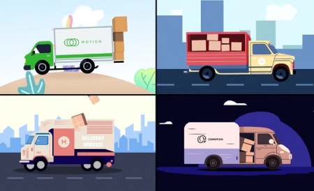 پروژه افتر افکت موشن گرافیک باربری با کامیون Delivery Service Truck