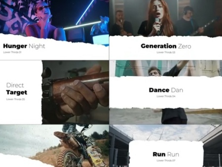 پروژه پریمیر زیرنویس با کاغذ پاره شده Ripped Paper Lower Thirds