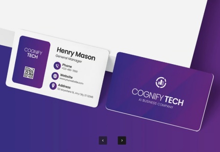 دانلود فایل لایه باز کارت ویزیت تم سفید و بنفش Cognifytech
