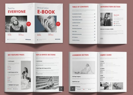 قالب لایه باز E Book تم مجله فشن برای ایندیزاین