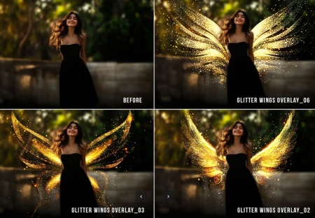 افکت png بال طلایی و براق فرشته