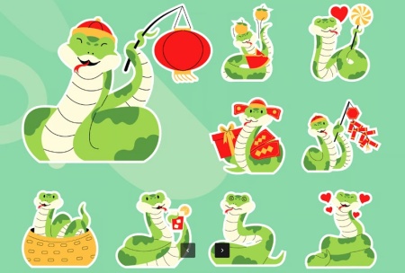 دانلود طرح لایه باز وکتور کاراکتر فانتزی کارتونی مار Snake