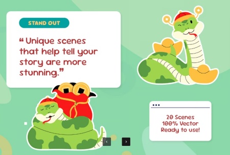 طرح لایه باز وکتور شخصیت های کارتونی مار Snake