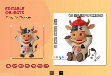 دانلود فایل لایه باز سه بعدی کاراکتر فانتزی کارتونی گاو