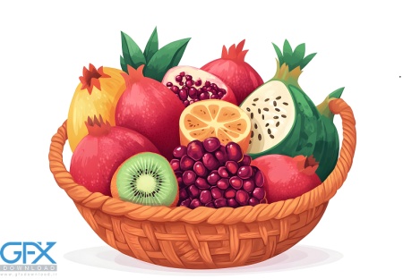 عکس سبد میوه نقاشی کودکانه