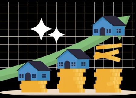فوتیج موشن گرافیک افزایش قیمت خانه House Prices Rising