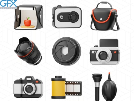 دانلود png آیکون سه بعدی عکاسی